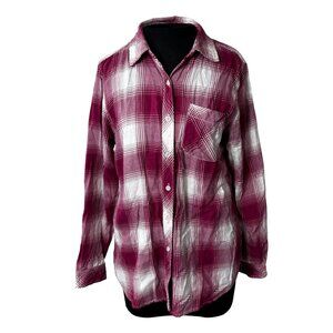 Sonoma Burgundy & White Plaid Button-Up Everyday Shirt M